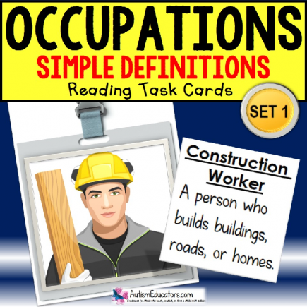 Reading OCCUPATIONS TASK CARDS “Task Box Filler” Autism and Special Education